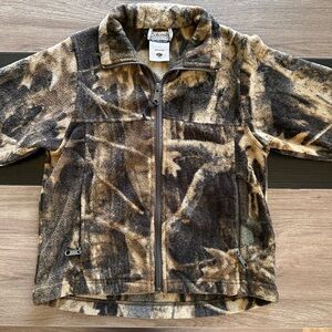 Columbia Brown and Black Fleece Kids Jacket Woodland Camo Size 6/7